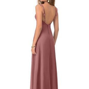 AZAZIE Everlee A-Line Ruched Chiffon Desert Rose Maxi Dress Size A2